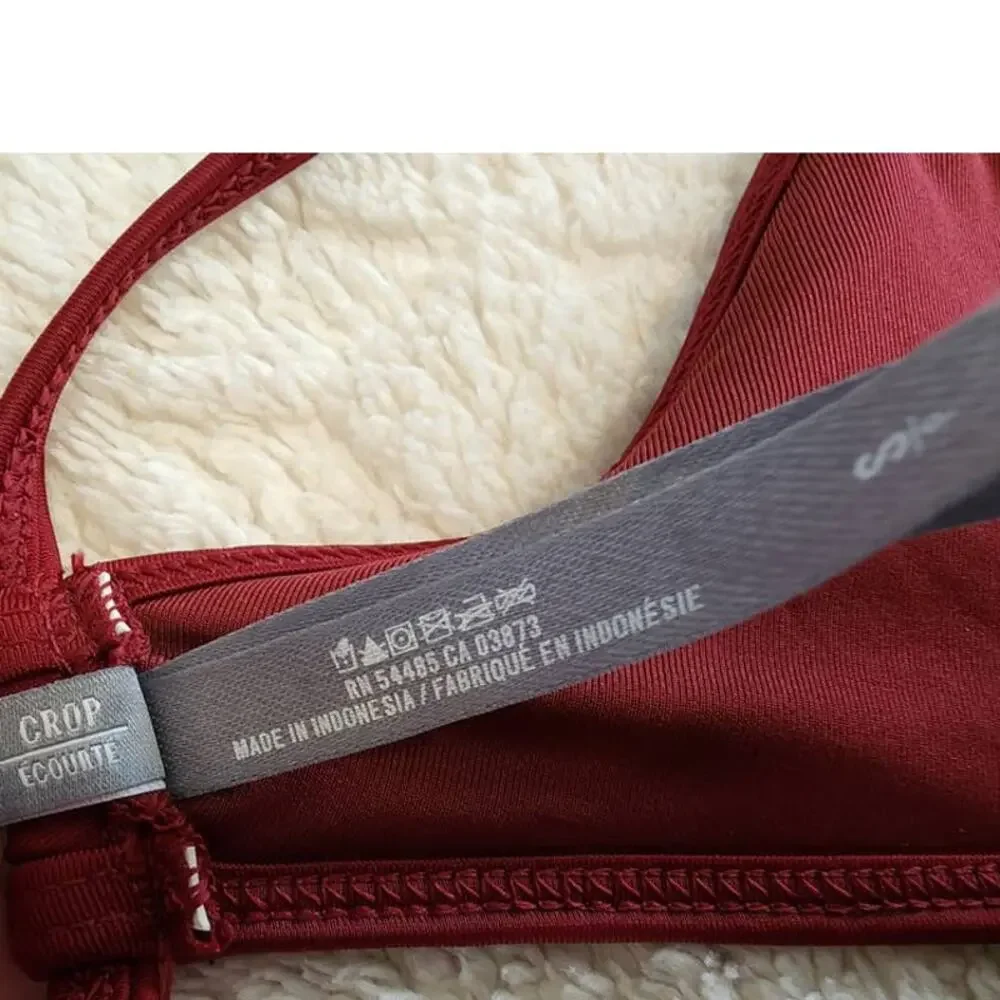 Aerie High Neck Bikini Crop Top Wine Burgundy Size Small - Picture 5 of 11